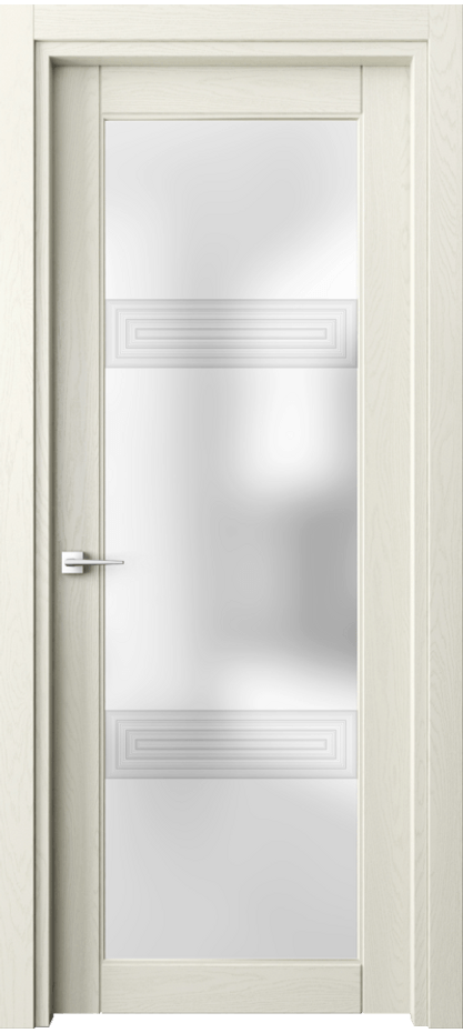 Межкомнатная дверь Эго 6112 Дуб молочно-белый Сатинированное стекло "3Д" Цена 121399 ₽ | Volhovec