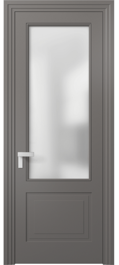 Дверь межкомнатная Рокка 8352 Матовый классический серый Сатинированное стекло Каскадный компланарный наличник МКЛС Цена 82899 ₽ Наличники уже входят в базовый комплект. Фабрика дверей Волховец 8 (800) 551 43 19 Межкомнатная дверь Рокка 8352 Матовый классический серый Сатинированное стекло Цена 82899 ₽ | Volhovec