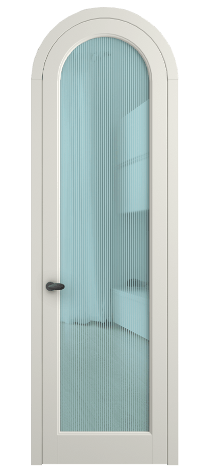 Межкомнатная дверь Палаццо 6814 Матовый жемчужный Рифлёное голубое стекло "Дюна", триплекс Цена 128259 ₽ | Volhovec