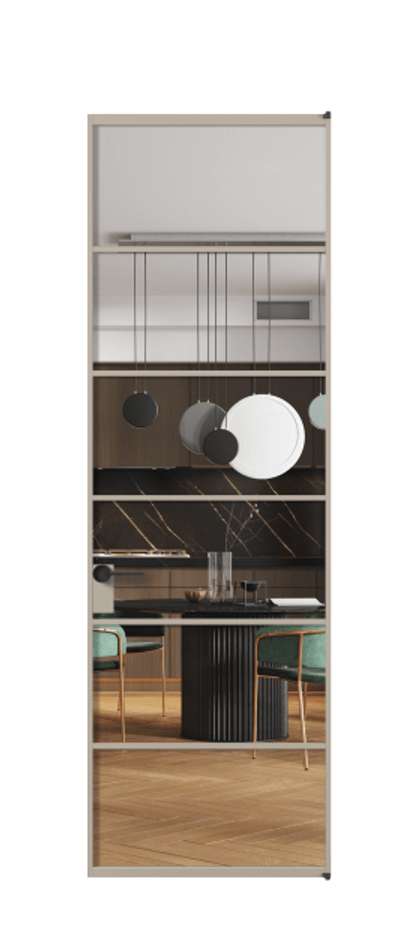 Алюминиевая дверь АЛПЛ040.04 Алюминий бисквитный Прозрачное стекло "Кристал Вижн", калёное Цена 134930  | Volhovec