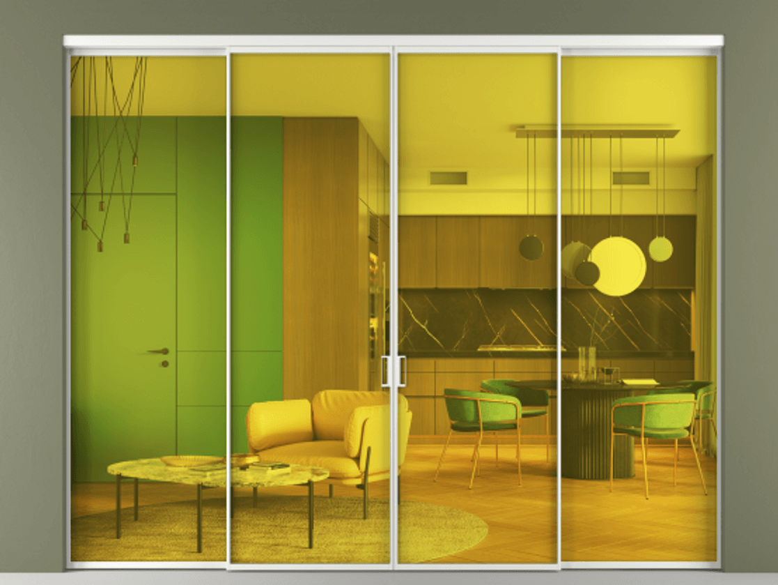 Перегородка Формато внутри проёма 4 створки АЛПР 040.01 Алюминий белоснежный Прозрачное жёлтое стекло, триплекс. Цена 319840 ₽ 1. Полотно 4 шт. (800/2100 мм)
2. Комплект установки раздвижной системы
3. Базовый комплект фурнитуры
4.Ручка Рондо. Фабрика дверей Волховец 8 (800) 551 43 19 Перегородка Формато внутри проёма 4 створки АЛПР 040.01 Алюминий белоснежный Прозрачное жёлтое стекло, триплекс Цена 319840 ₽ | Volhovec