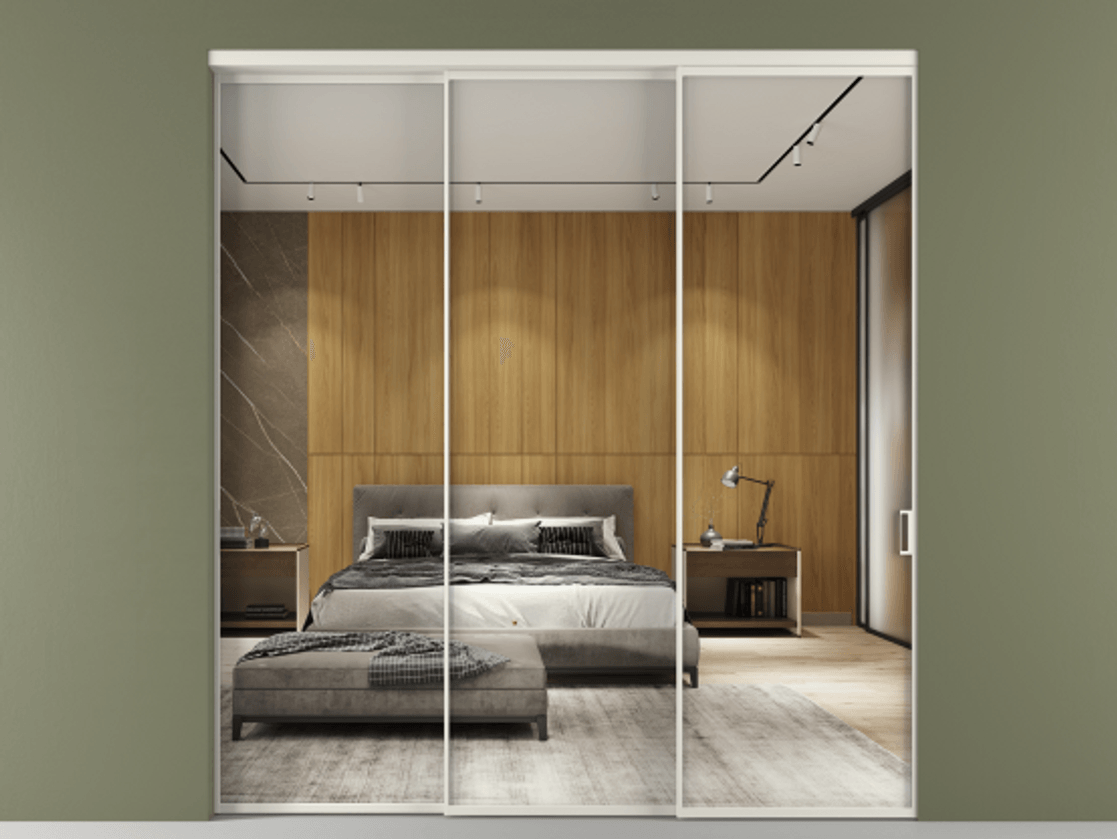 Перегородка Формато внутри проёма 3 створки с синхронным механизмом АЛПР 040.01 Алюминий Белый Двустороннее зеркало, триплекс , триплекс 6 мм. Скрытый короб БЕЛ Цена 316120 ₽ 1. Полотно 3 шт. (800/2100 мм)
2. Комплект установки раздвижной системы
3. Базовый комплект фурнитуры
4. Комплект фурнитуры телескопик синхро-2
5.Ручка Рондо. Фабрика дверей Волховец 8 (800) 551 43 19 Перегородка Формато внутри проёма 3 створки с синхронным механизмом АЛПР 040.01 Алюминий Белый Двустороннее зеркало, триплекс , триплекс 6 мм Цена 316120 ₽ | Volhovec