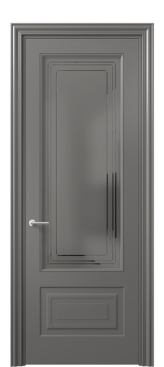 Дверь межкомнатная 8442 МКЛС Серый сатин с гравировкой. Цвет Матовый классический серый. Материал Гладкая эмаль. Коллекция Маскот. Картинка.