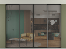 Перегородка Формато внутри проёма скрытое крепление в потолок 4 створки