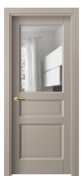 Дверь межкомнатная 1432 МБСК Прозрачное стекло. Цвет Матовый бисквитный. Материал Гладкая эмаль. Коллекция Галант. Картинка.